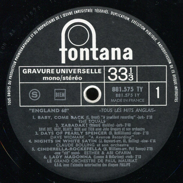 Various : England 68 (LP, Comp, Mono)