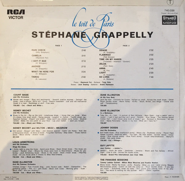 Stéphane Grappelli : Le Toit De Paris (LP, Album)