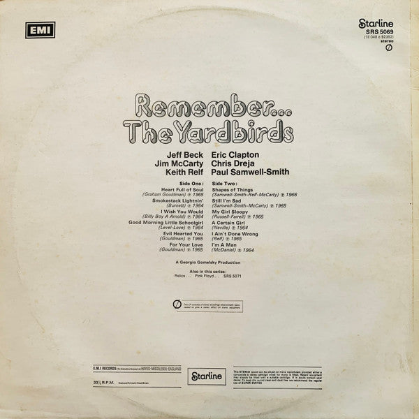 The Yardbirds : Remember... The Yardbirds (LP, Comp, RP)