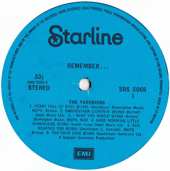 The Yardbirds : Remember... The Yardbirds (LP, Comp, RP)