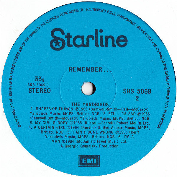 The Yardbirds : Remember... The Yardbirds (LP, Comp, RP)