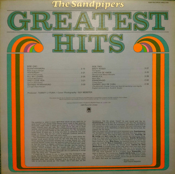 The Sandpipers : Greatest Hits (LP, Album, Comp,  )