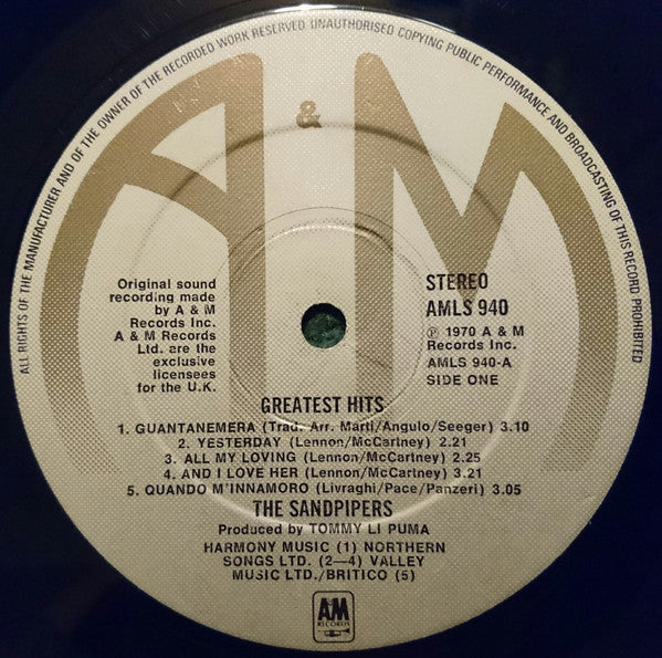The Sandpipers : Greatest Hits (LP, Album, Comp,  )