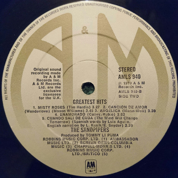 The Sandpipers : Greatest Hits (LP, Album, Comp,  )