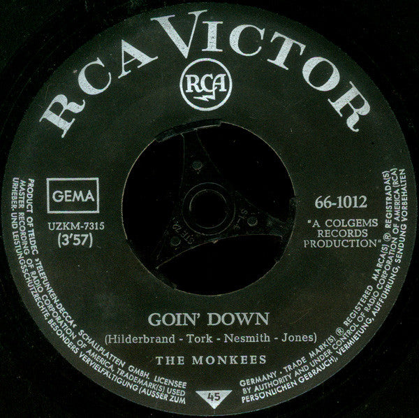 The Monkees : Day Dream Believer / Goin' Down (7", Single)