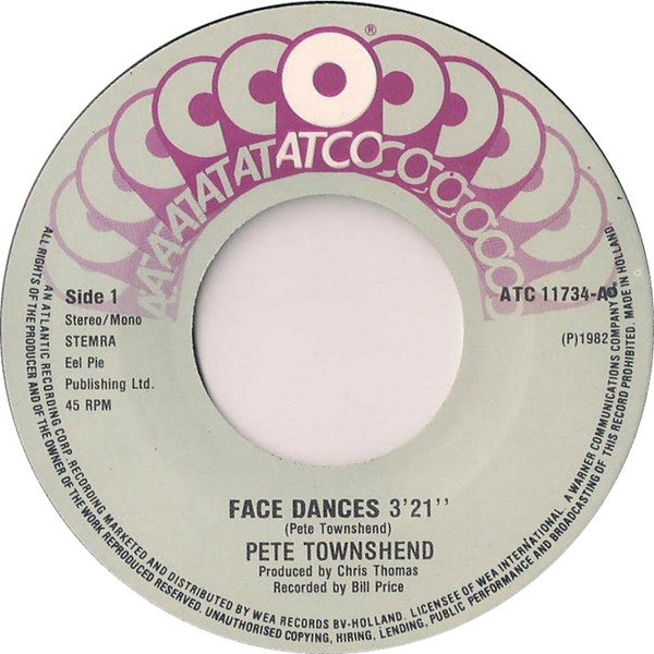 Pete Townshend : Face Dances Pt. 2 (7", Single)