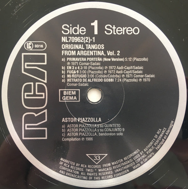 Astor Piazzolla : Original Tangos From Argentina Vol. 2 (2xLP, Comp)
