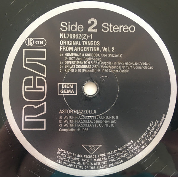 Astor Piazzolla : Original Tangos From Argentina Vol. 2 (2xLP, Comp)