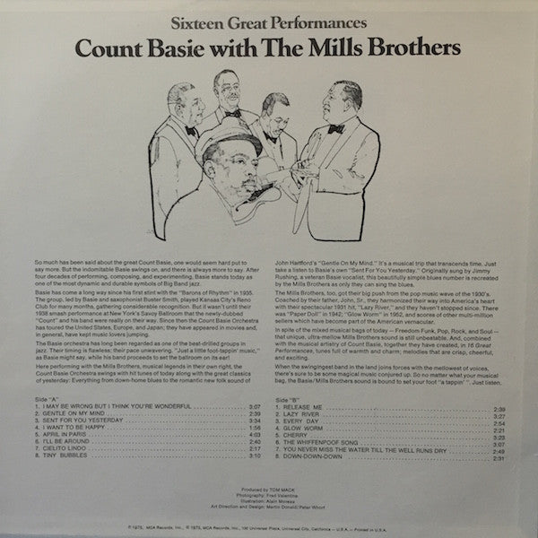 Count Basie With The Mills Brothers : Sixteen Great Performances (LP)