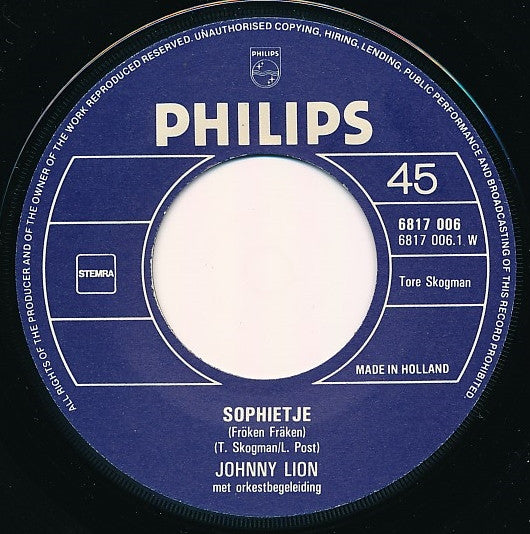 Johnny Lion : Sophietje (7", Single)