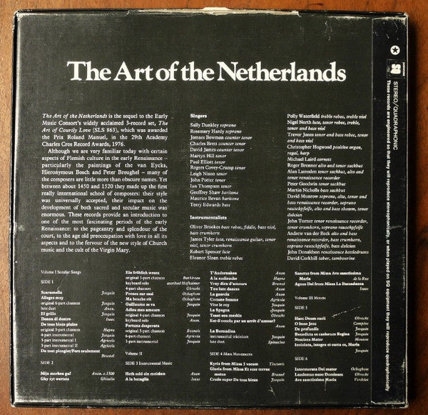 Early Music Consort Of London*, David Munrow : The Art Of The Netherlands (3xLP, Album, Quad + Box)