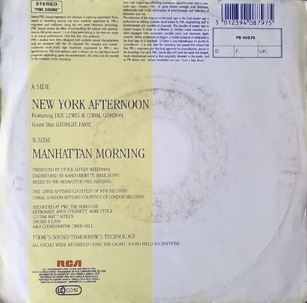 Mondo Kane Featuring Dee Lewis And Coral Gordon Guest Star Georgie Fame : New York Afternoon (7", Single)