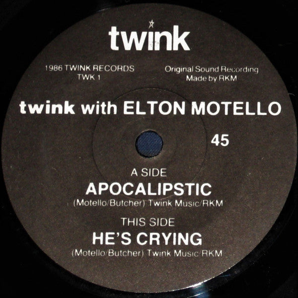 Twink (4) With Elton Motello : Apocalipstic (7", Single, Whi)