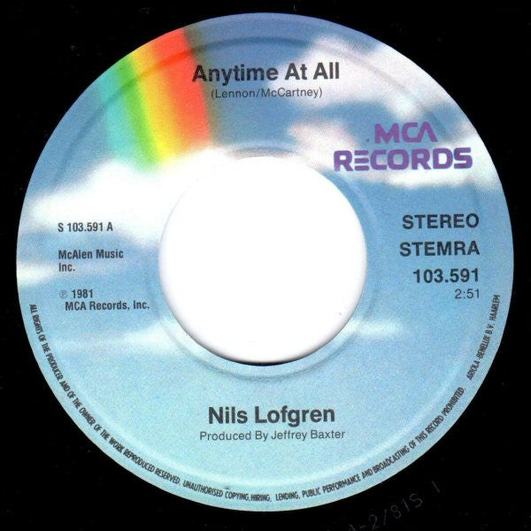 Nils Lofgren : Anytime At All (7", Single)