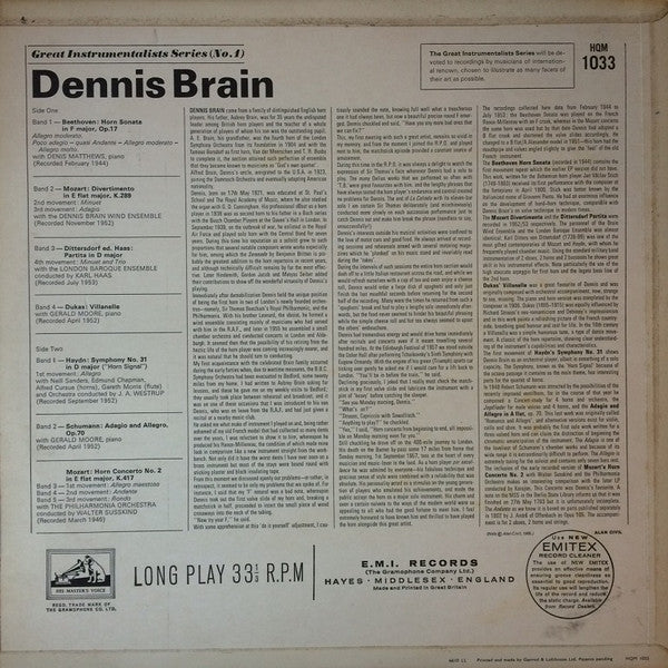 Dennis Brain : Dennis Brain (LP, Comp, Mono)