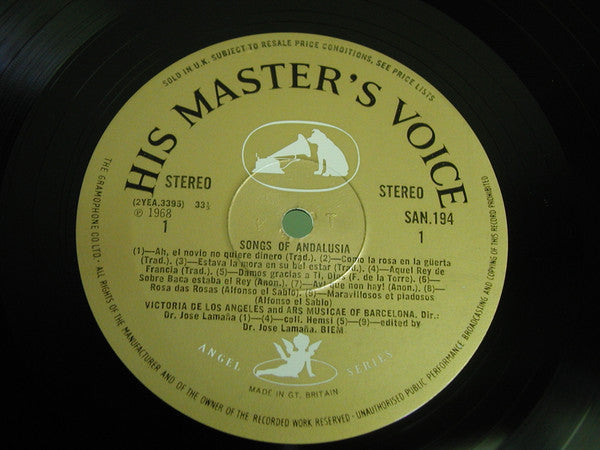 Victoria De Los Angeles, Ars Musicae De Barcelona : Songs Of Andalusia (Music From The Middle Ages And Renaissance) (LP, Gat)