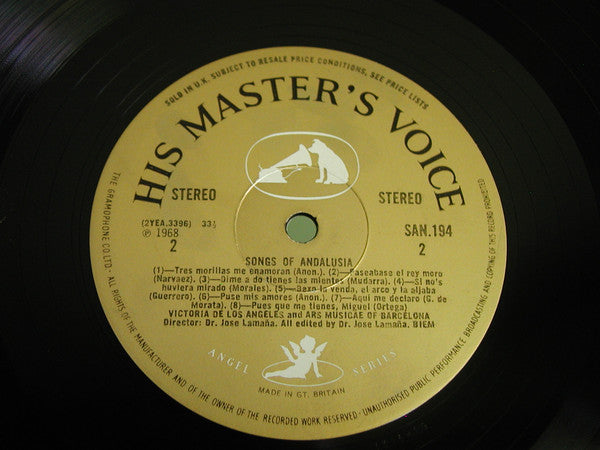 Victoria De Los Angeles, Ars Musicae De Barcelona : Songs Of Andalusia (Music From The Middle Ages And Renaissance) (LP, Gat)