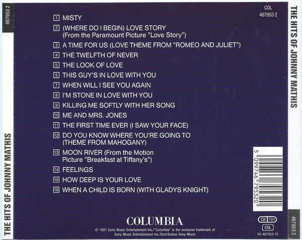 Johnny Mathis : The Hits Of Johnny Mathis (CD, Album, Comp)