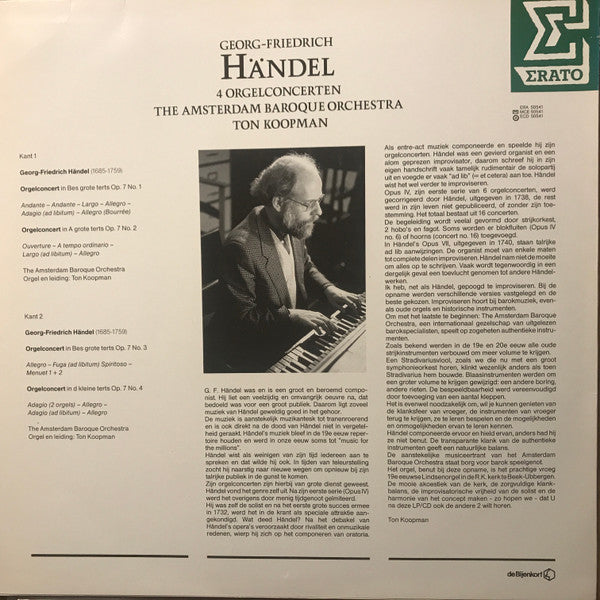 Georg Friedrich Händel, Ton Koopman, The Amsterdam Baroque Orchestra : Concertos Pour Orgue (LP)