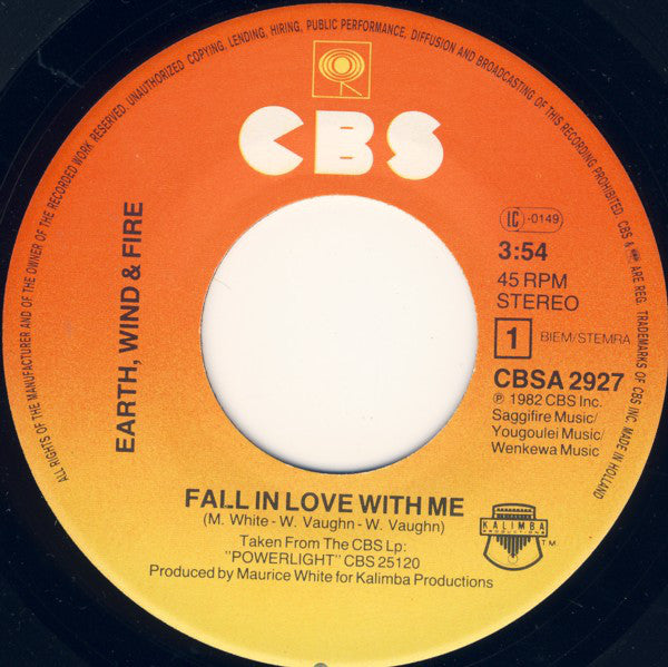 Earth, Wind & Fire : Fall In Love With Me (7", Single)