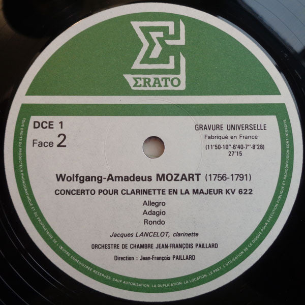 Wolfgang Amadeus Mozart - Jean-Pierre Rampal & Lily Laskine, Jacques Lancelot, Orchestre De Chambre Jean-François Paillard : Concerto Pour Flute & Harpe, Concerto Pour Clarinette (LP, Ltd, RE)