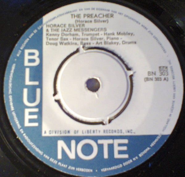 Horace Silver And Art Blakey & The Jazz Messengers : The Preacher (7", Single, RE)