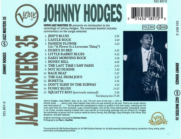 Johnny Hodges : Verve Jazz Masters 35 (CD, Comp)