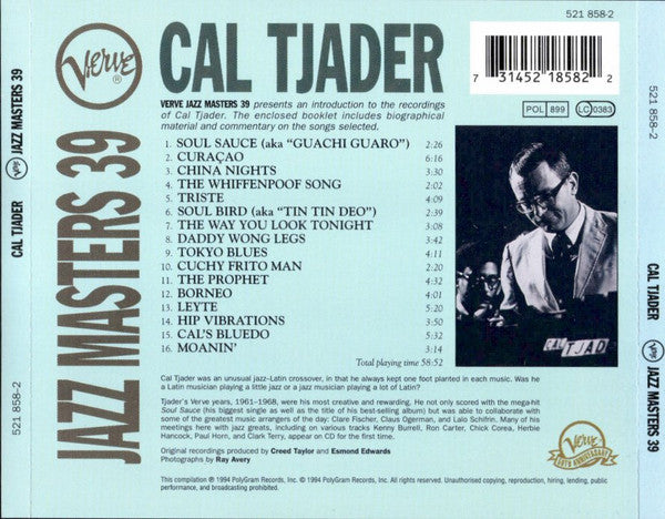 Cal Tjader : Verve Jazz Masters 39 (CD, Comp)