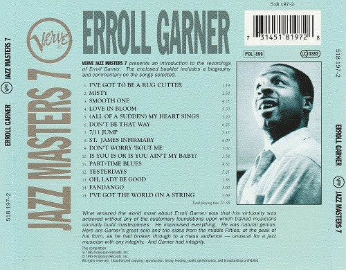 Erroll Garner : Verve Jazz Masters 7 (CD, Comp, RE)