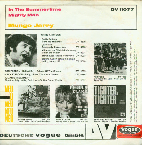 Mungo Jerry : In The Summertime (Originalaufnahme) (7", Single)