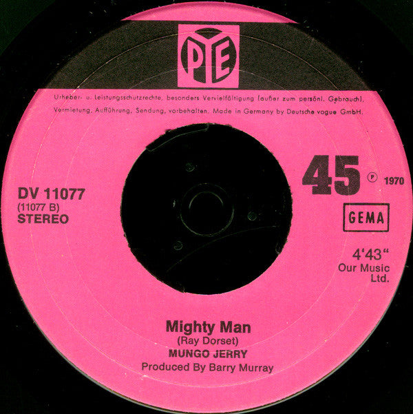 Mungo Jerry : In The Summertime (Originalaufnahme) (7", Single)