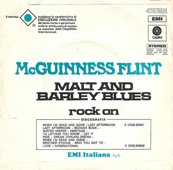 McGuinness Flint : Malt And Barley Blues (7")
