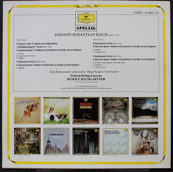 Johann Sebastian Bach : Die 3 Violinkonzerte (LP, RE)