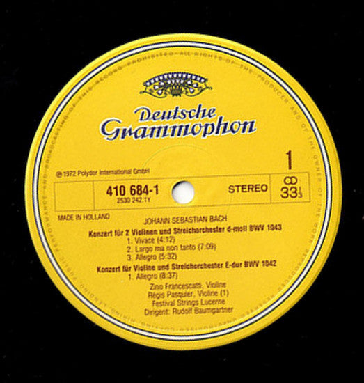 Johann Sebastian Bach : Die 3 Violinkonzerte (LP, RE)