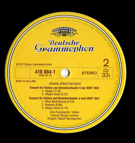 Johann Sebastian Bach : Die 3 Violinkonzerte (LP, RE)