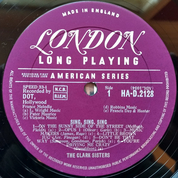 The Clark Sisters (2) : Sing Sing Sing (LP, Album, Mono)