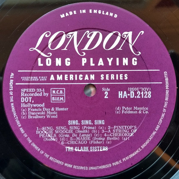 The Clark Sisters (2) : Sing Sing Sing (LP, Album, Mono)