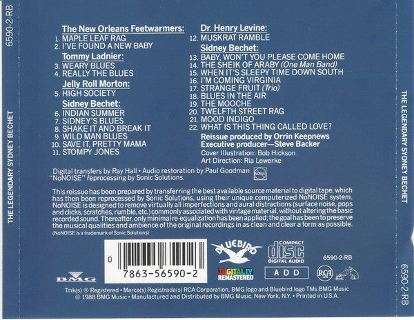 Sidney Bechet : The Legendary Sidney Bechet (CD, Comp, RM)