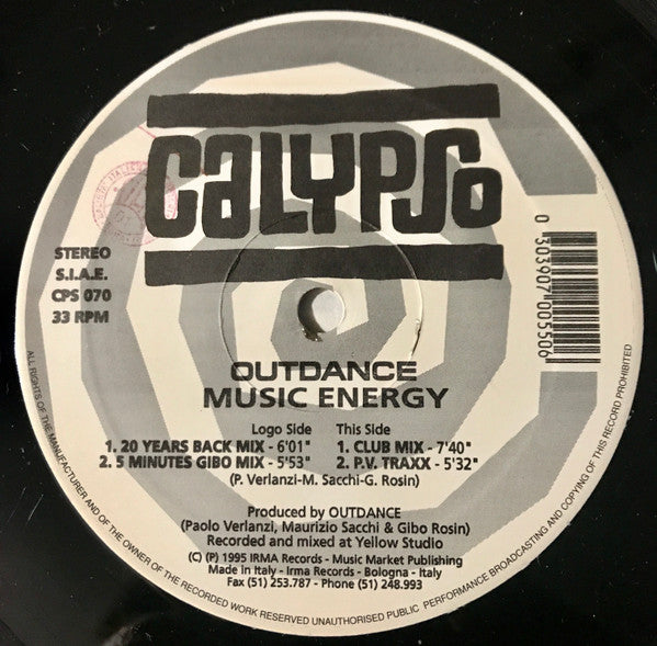 Outdance : Music Energy (12")