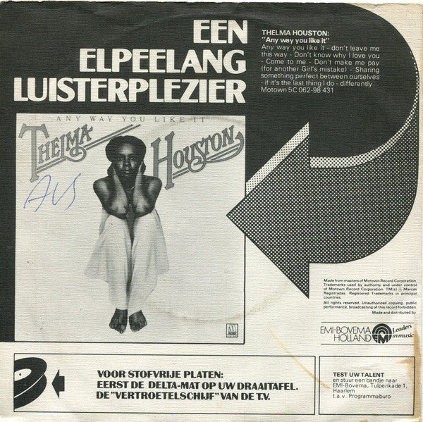 Thelma Houston : Any Way You Like It (7", Single)