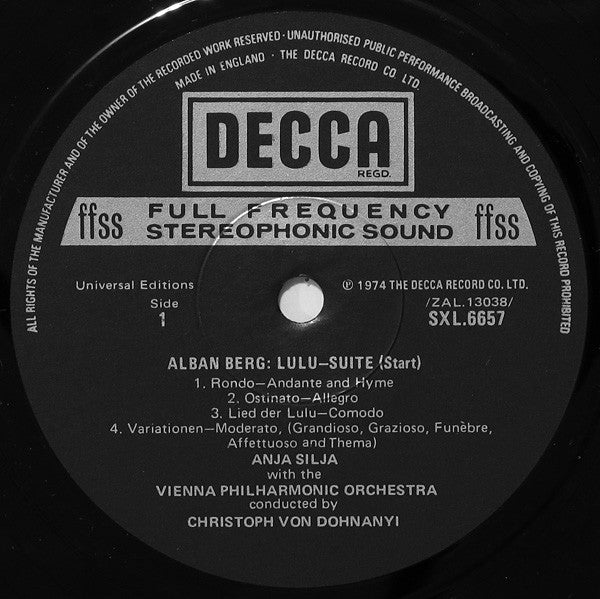 Alban Berg / Richard Strauss, Wiener Philharmoniker, Christoph von Dohnányi With Anja Silja : Lulu - Suite / Salome - Final Scene (LP)