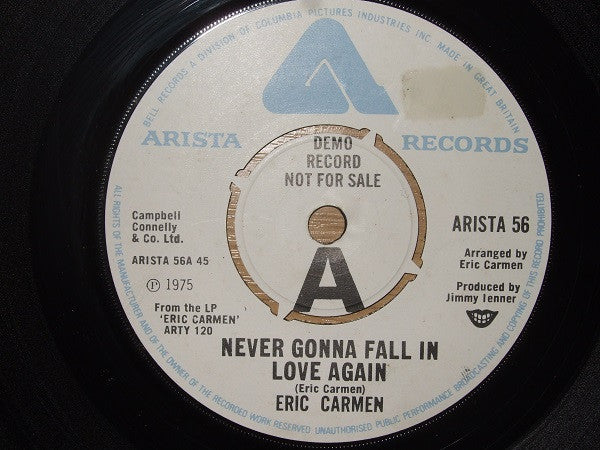 Eric Carmen : Never Gonna Fall In Love Again  (7", Single, Promo)
