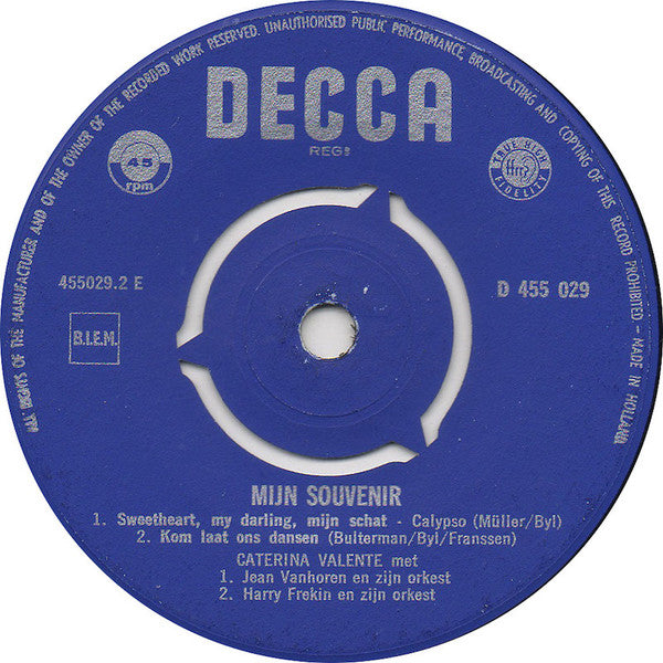 Caterina Valente : Mijn Souvenir (7", EP, 3-P)