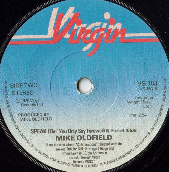 Mike Oldfield : Portsmouth (7", Single, RE, Sol)