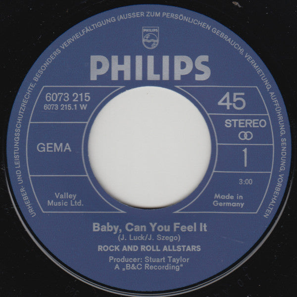 Rock 'N' Roll Allstars : Baby, Can You Feel It / It Keeps Raining (7")
