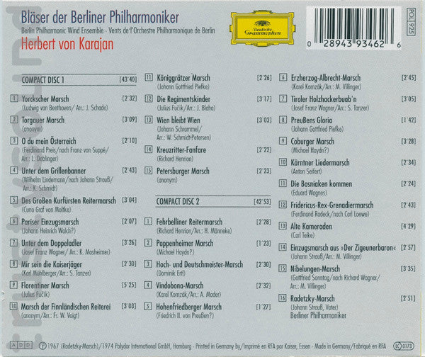 Blasorchester der Berliner Philharmoniker · Herbert von Karajan : Preußische & Österreichische Märsche (2xCD, Album, RE)