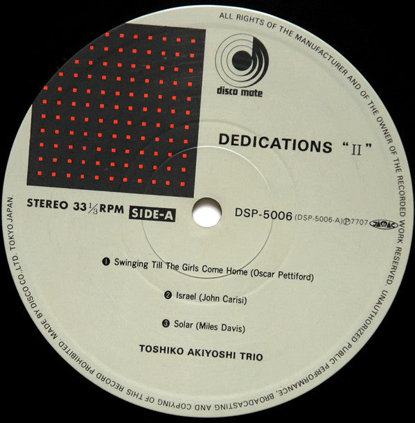 Toshiko Akiyoshi Trio : Dedications (II) (LP, Album)