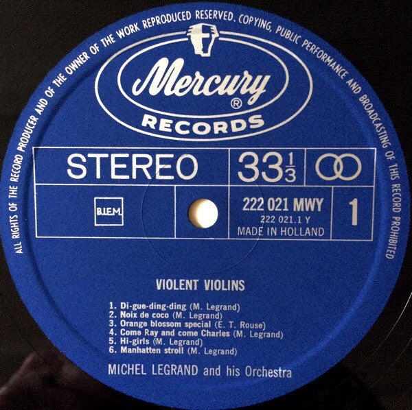 Michel Legrand And His Orchestra* : Violent Violins (LP, Album)