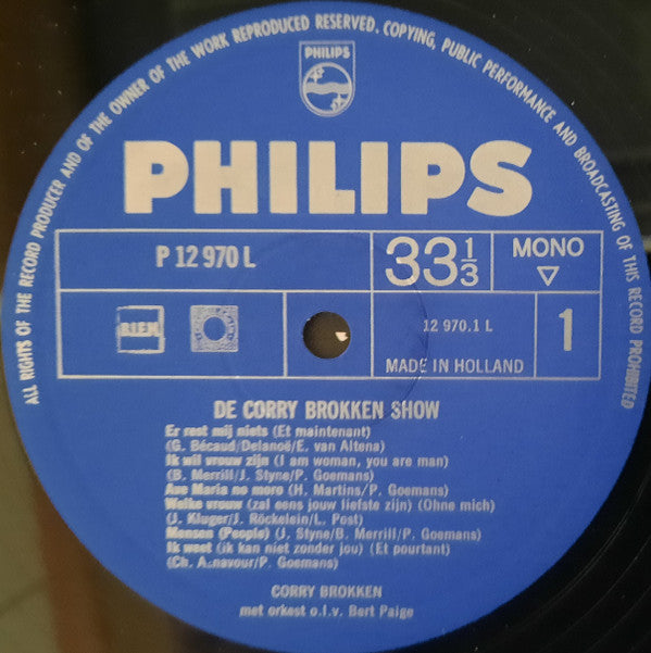 Corry Brokken : De Corry Brokken Show (LP, Album, Mono, Gat)