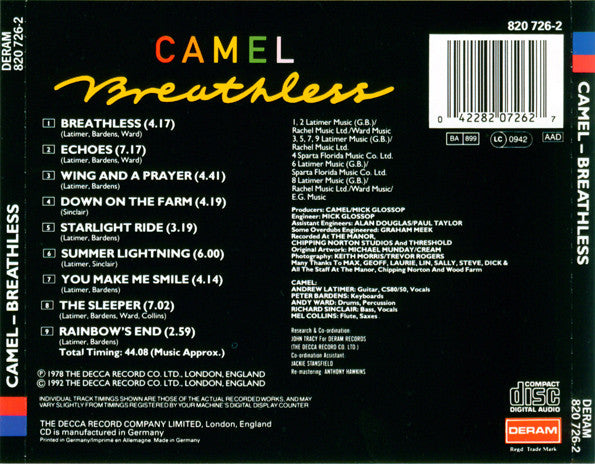 Camel : Breathless (CD, Album, RE, RM)